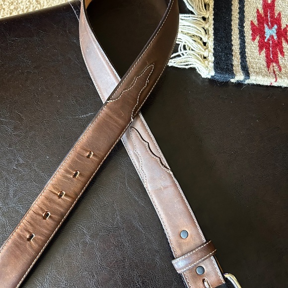 OVERLAND Silver Creek Classics Brown Leather Western Belt 34 - Picture 8 of 9